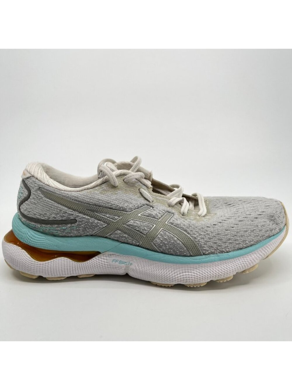 Asics Gel-Nimbus 24 Women Size 8 Gray Blue White Athletic Running Shoes Sneakers